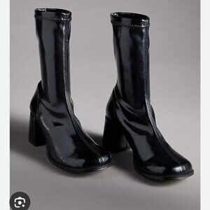 Angel Alarcon Black Leather Ankle Boots Women EU 40 US 9 Block Heel Round Toe